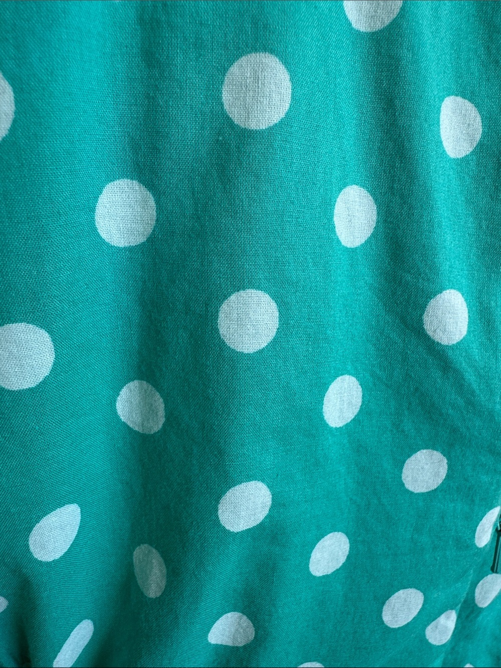 Teal Polka Dot Midi Dress with Pockets - Picture 3 of 3